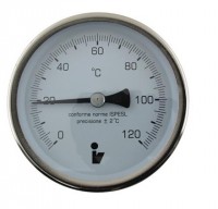 Steno teploměr bimetalový DN100/50 mm, 0-120°C, 1/2" zadní