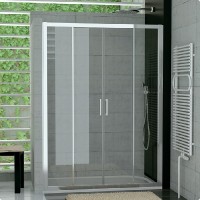SanSwiss TOP-Line TOPS4 sprchové dveře 1200 dvoudílné matný elox sklo čiré TOPS412000107