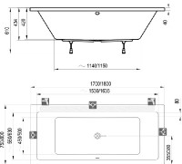Ravak vana Formy 01 180 x 80 cm, bílá   C881000000