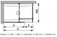 JIKA WALK IN PURE sprchová rohová stěna 680 x 900 mm, sklo čiré, profil: stříbrná   H2684240026681