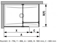 JIKA WALK IN PURE sprchová stěna 795 x 900 mm, sklo čiré, profil: stříbrná   H2694200026681