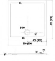 JIKA PADANA sprchová vanička litý mramor 800 x 800 x 30 mm, čtvercová, bílá   H2119310000001