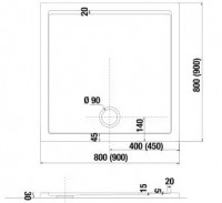 JIKA PADANA sprchová vanička litý mramor 900 x 900 x 30 mm, čtvercová, bílá   H2119320000001
