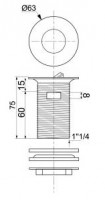 JIKA TIGO výpusť umyvadlová s rotační zátkou, antivandal, 5/4“ - 75 mm   H3701890041031