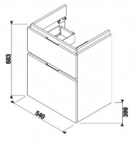 JIKA CUBITO-N skříňka pod umyvadlo 55 cm, 2 zásuvky, bílá   H40J4224025001