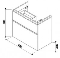 JIKA CUBITO-N skříňka pod umyvadlo 75 cm, 2 zásuvky, výřez VPRAVO, bílá   H40J4254035001