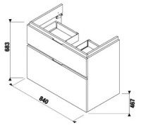 JIKA CUBITO-N skříňka pod umyvadlo 85 cm, 2 zásuvky, dub   H40J4264025191