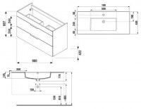JIKA CUBE skříňka s dvojumyvadlem 1200 x 430 mm, 4 dveře, bílá   H4536621763001