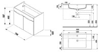 JIKA CUBE skříňka s umyvadlem 800 x 430 mm, 2 zásuvky, bílá   H4537621763001
