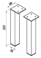 JIKA CUBE nohy k nábytku 240 mm, 2 ks, chrom   H4944021760001
