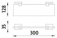 Police bez ohrádky NIMCO KEIRA 30 x 11 cm, tloušťka skla 8 mm, bílé sklo   KE 22091B-30-26