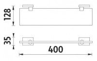 Police bez ohrádky NIMCO KEIRA 40 x 11 cm, tloušťka skla 8 mm, bílé sklo   KE 22091B-40-26