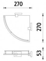 Rohová police s ohrádkou NIMCO KEIRA 270 x 270 mm, matné sklo   KE 22091RA-26