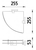Rohová police s ohrádkou NIMCO KEIRA 255 x 255 mm, tloušťka skla 8 mm, bílé sklo   KE 22091RBX-26