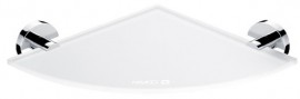 Rohová police NIMCO UNIX 25 x 25 cm, tloušťka 8 mm, bílé sklo   UN 13091RB-26