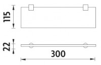 Police bez ohrádky NIMCO BORMO 30 x 11 cm, tloušťka 8 mm, bílé sklo   BR 11091B-30-26