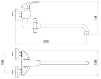 NOVASERVIS METALIA 57 baterie paneláková nástěnná, DN 10, chrom  57037,0