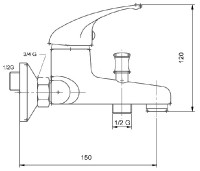 NOVASERVIS METALIA 55 baterie vanová nástěnná, bez příslušenství, DN 15, chrom  55020/1,0
