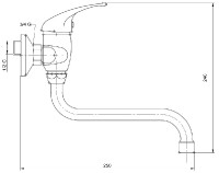 NOVASERVIS METALIA 55 baterie umyvadlová nástěnná, DN 15, ramínko 210 mm, chrom  55070/T,0