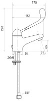 NOVASERVIS METALIA 55 baterie umyvadlová, lékařská páka, chrom  55001L,0