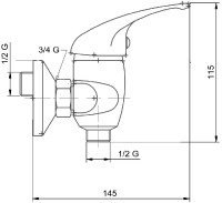 NOVASERVIS METALIA 55 baterie sprchová nástěnná, bez příslušenství, DN 15, chrom  55060/1,0