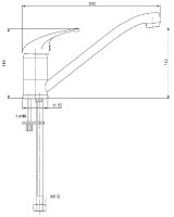 NOVASERVIS METALIA 55 baterie pro beztlakový ohřívač vody, ramínko 210 mm, chrom  55092,0