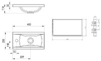 Ravak Classic umývátko 400 x 220 mm s otvory, bílé   XJD01140000