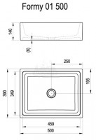 RAVAK Formy 01 umyvadlo na desku 500 x 390 cm, bez přepadu   XJL01250000