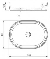 Ravak MOON 2 umyvadlo na desku 560 x 400 mm, bez přepadu, bílé   XJN01300002