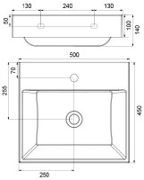 Ravak NATURAL umyvadlo 500 x 450 mm bez přepadu s otvorem, bílé   XJO01250000