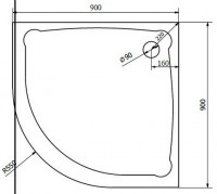 GELCO G5 HERA sprchová vanička 900 x 900 čtvrtkruhová R550, litý mramor   GH559