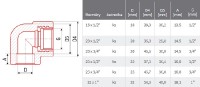 PPR Koleno 90° s kovovým závitem vnitřním DN 20x3/4   218021