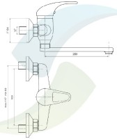 Steno ELLE baterie dřezová, rozteč 100 mm, s ramínkem "R", páka s otvorem, chrom   EL 2046/10