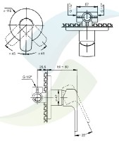 Steno PORTO baterie podomítková, chrom    PO 4249
