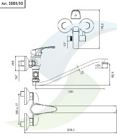 Steno baterie vanová s přepínačem a ramínkem "RS" 28 cm, rozteč 100 mm, chrom    ST 3051/10