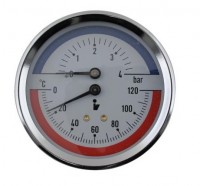 Steno termomanometr DN80, 0-4 bar/0-120°C, 1/2" zadní