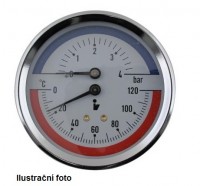 Steno termomanometr DN80, 0-6 bar/0-120°C, 1/2" zadní
