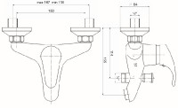 Steno TOP baterie vanová, rozteč 150 mm, s příslušenstvím, páka plná, chrom   TOP 1244