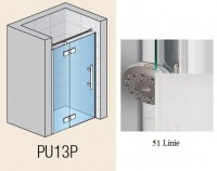 SanSwiss PUR PU13P sprchové dveře 1400 jednokřídlé vlevo chrom sklo linie PU13PG1401051
