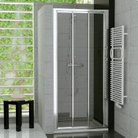 SanSwiss TOP-Line TOPS3 sprchové dveře 1000 třídílné matný elox sklo linie TOPS310000151