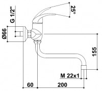 RAF POLAR NEW baterie dřezová nástěnná, rozteč 100 mm   PN01A