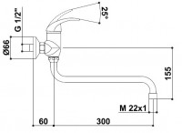 RAF POLAR NEW baterie dřezová nástěnná, rozteč 100 mm   PN02A