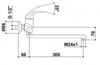 RAF POLAR NEW baterie dřezová nástěnná, rozteč 100 mm   PN04A