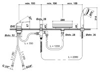 RAF LINEA baterie vanová na okraj vany, 4-otvorová   PB473