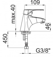 HERZ PROJECT baterie umyvadlová stojánková, páková, chrom   UH00026