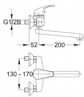HERZ SIMPATY baterie dřezová nástěnná, páková, výtokové raménko 200 mm  UH00281