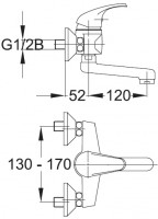 HERZ SIMPATY baterie dřezová nástěnná, páková, výtokové raménko 120 mm UH00282