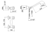 RAF RIO baterie sprchová, kohoutková, rozteč 150 mm, s příslušenstvím   RI1081B