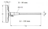 Teploměr kouřových plynů  RT  80  0/500°C  150 mm - konus  63830