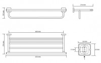 BEMETA TASI polička na ručníky s hrazdou 600 mm 656x105x216 mm, chrom   154105262